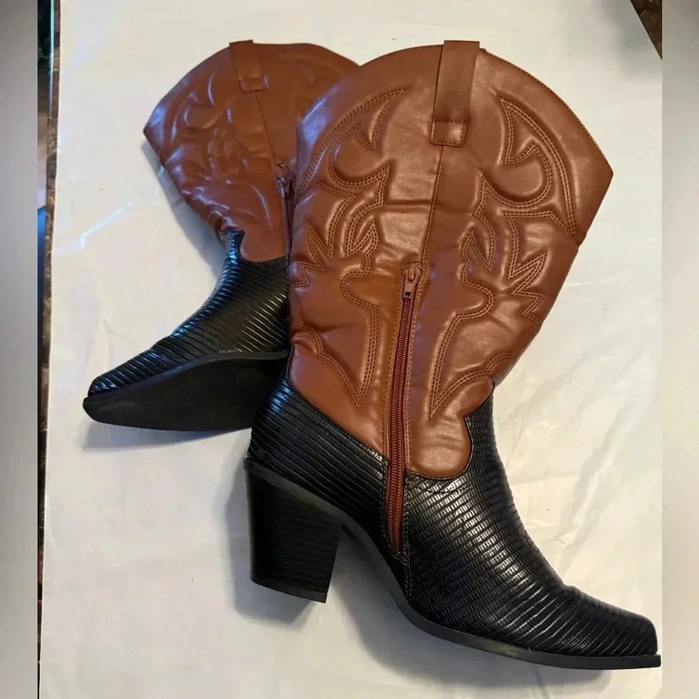 Just Fab Natasha Western Boot Size 7.5 - Picture 3 of 8